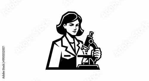 Female Scientist Examining Sample with Microscope 1.