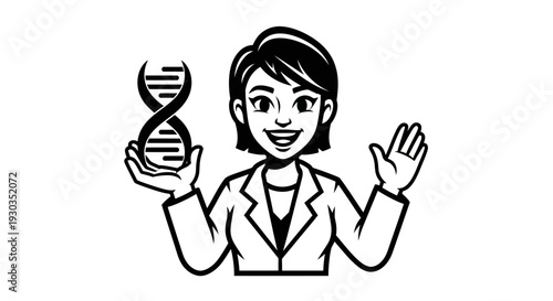 Female Scientist Holding DNA Double Helix Model 2.