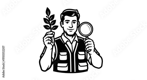 Man Holding Plant and Magnifying Glass 1.