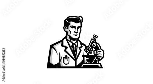 Scientist Examining Sample with Microscope.