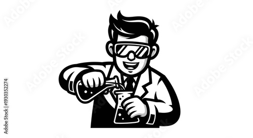 Scientist in Lab Coat Conducting Experiment.