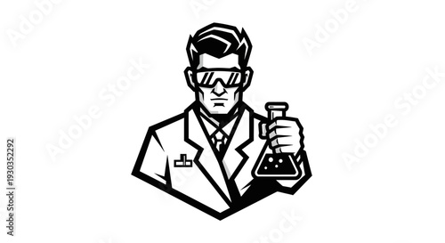 Scientist in Lab Coat Holding Flask 1.