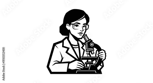 Woman Scientist Examining Sample Under Microscope.