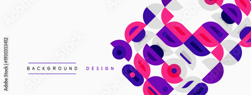 Abstract geometric pattern. Purple, lilac shapes overlap white space. Modern design element for backgrounds, presentations.