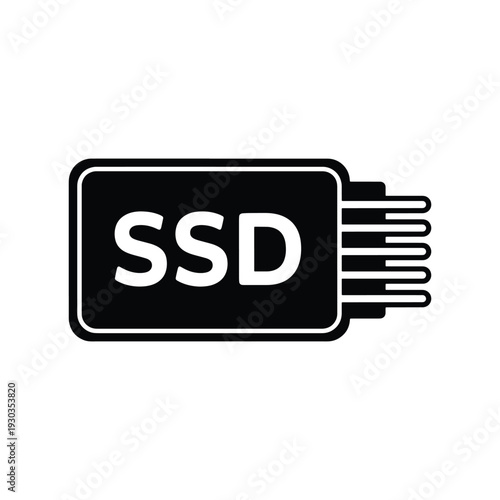 SSD Solid State Drive Chip Outline Icon Vector