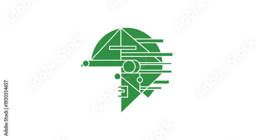 Abstract Geometric Green Spaceship Design.