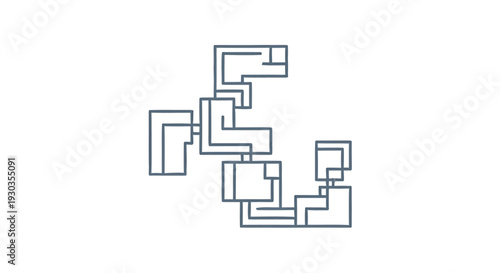 Abstract Geometric Network of Interconnected Lines and Shapes.