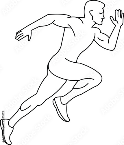 Clean black canvas with a glowing white outline of a runner