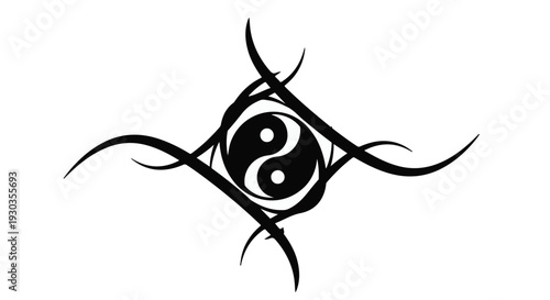 Symbol of balance and harmony with tribal design elements