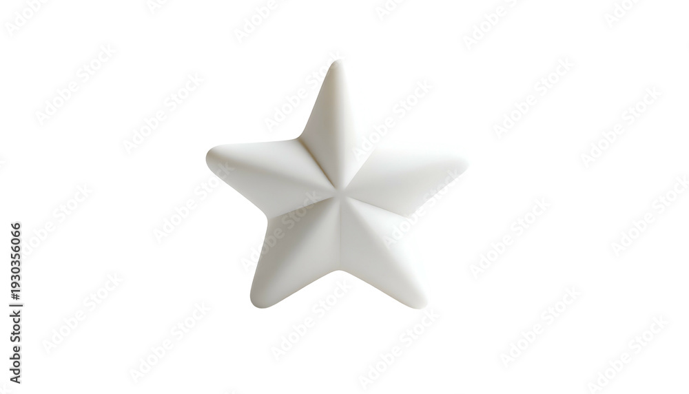 Obraz premium Smooth white five-pointed star shape with sharp points against a black background