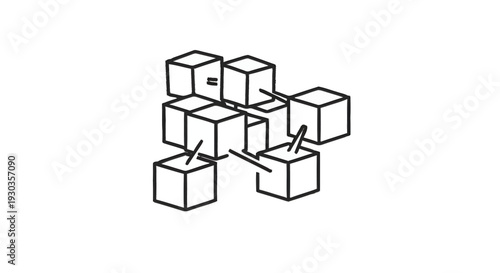 Abstract geometric structure of interconnected cubes.