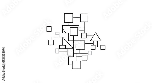 Abstract Network Diagram of Interconnected Geometric Shapes.