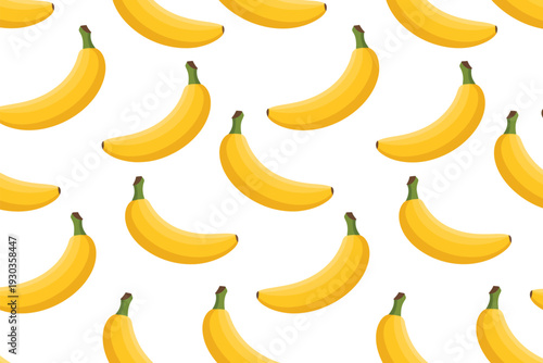 Seamless Pattern of Yellow Bananas on a White Background