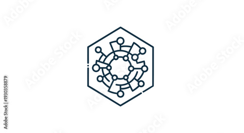Abstract Hexagonal Network Structure with Connected Nodes.