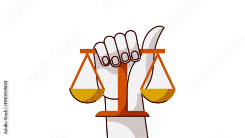 Hand holding golden scales of justice symbolizing balance and law
