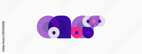 Abstract purple shapes overlap, creating snaillike form. Minimalist design, clean background, modern aesthetic. Simple, playful composition.