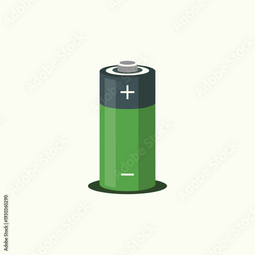 Vector Green Battery Icon with Plus and Minus Signs