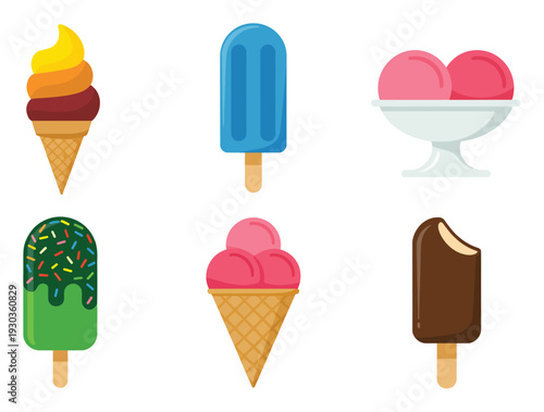 Assortment of Colorful Ice Cream Treats and Popsicles