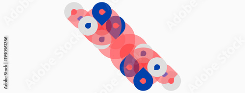 Abstract colorful shapes overlap, creating dynamic visual texture. Soft pinks, blues dominate composition. Minimalist design.