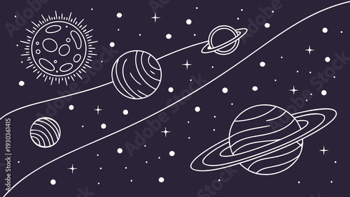 Stunning solar system illustration with planets and stars in space