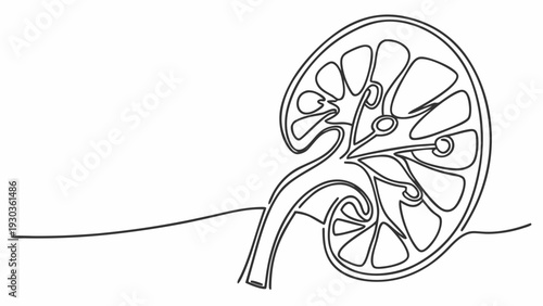 Detailed illustration of a human kidney with ureter