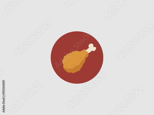 A simple graphic illustration of a crispy fried chicken drumstick with a visible bone