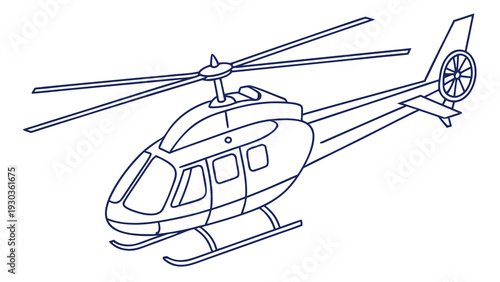 Modern helicopter in flight with rotor blades