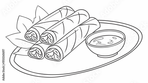 Delicious spring rolls served with tasty dipping sauce