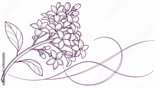Elegant floral design with lilac flowers and leaves