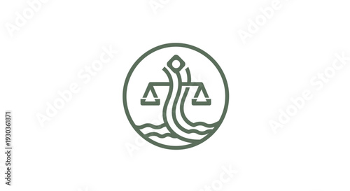 Abstract Symbol of Justice and Balance in a Circle.