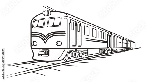 Modern train traveling on railway tracks at high speed