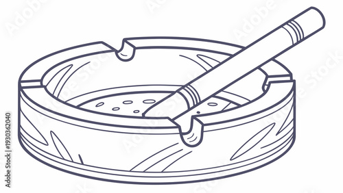 Unlit cigarette resting in a simple glass ashtray, a symbol of habit and pause.