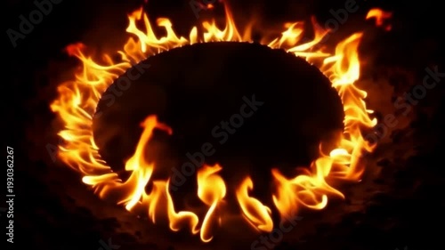 A ring of fire with flames dancing around a dark void