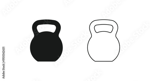 Two kettlebell icons a solid black version and a white outlined version