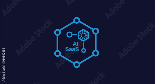 AI SaaS Hexagonal Network Technology Concept.