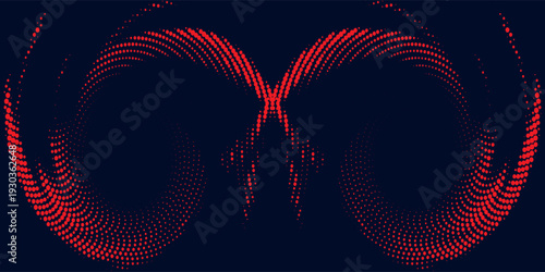 Red halftone dots blue color pattern gradient grunge texture background. Dot pop art comic sport style vector, Modern, Eps 10.