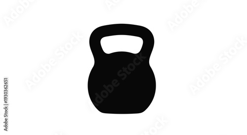 A black silhouette of a kettlebell on a white background