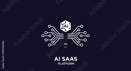AI SaaS Platform Digital Network Technology Concept.