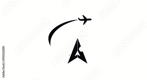 Airplane Flying Above Abstract Arrow Symbol.