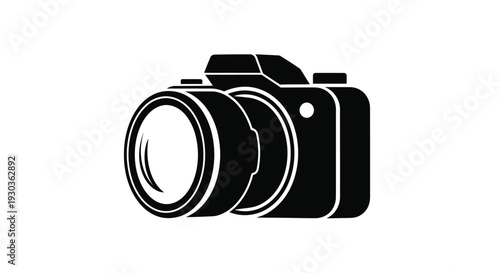 Simple black silhouette of a classic single lens reflex camera