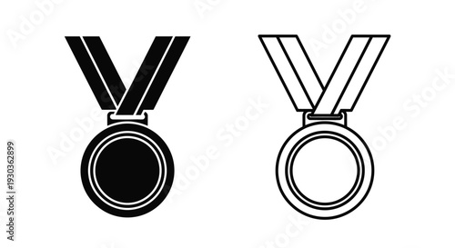 Two medal icons one black and one white shown in a simple vector style