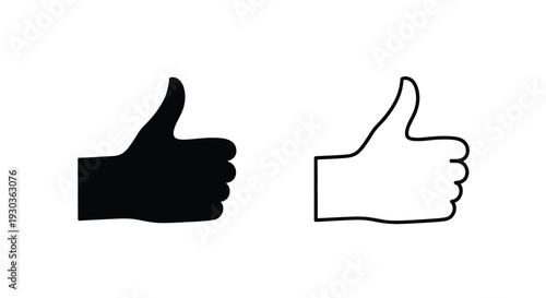Two thumbs up icons one solid black one white outline