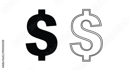 Two dollar signs one solid black and one white outline