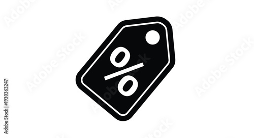 Black tag with a white percentage symbol indicating a sale or discount