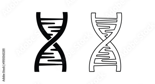 Two depictions of dna double helix structures in black and white