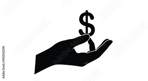 A black silhouette of a hand holding a dollar sign