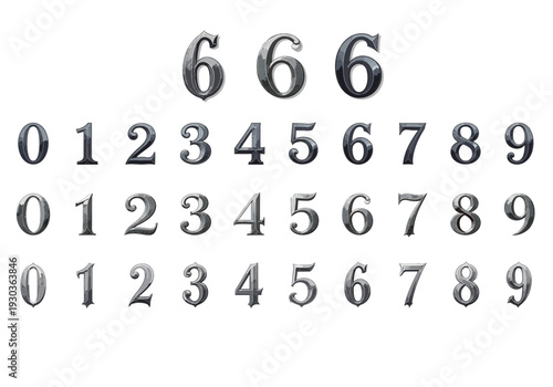 Metallic Gothic Numbers Set | 3D Decorative Letters_1