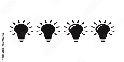 A vector set of light bulb icons representing ideas, innovation, and electrical power in a creative business design concept