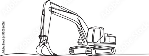 Continuous one line drawing excavator. One line drawing illustration of excavator. Single line of heavy equipment concept.one line vector illustration with out Background