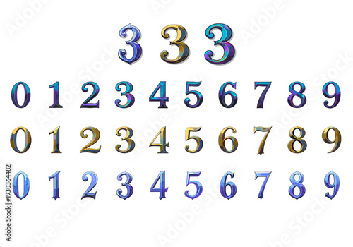 Metallic Gothic Numbers Set | 3D Decorative Letters_2